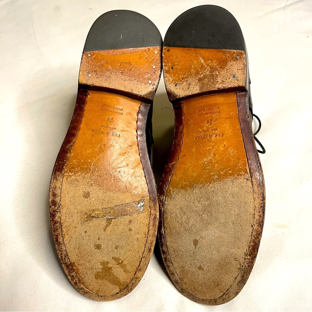 Rag & bone black leather laser cut cozen lace up boots - Picture 7 of 12